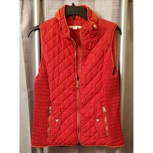 Miami Red Rouge Full Zip Lightweight Quilted‎ Ribbed Trim Vest Women Small